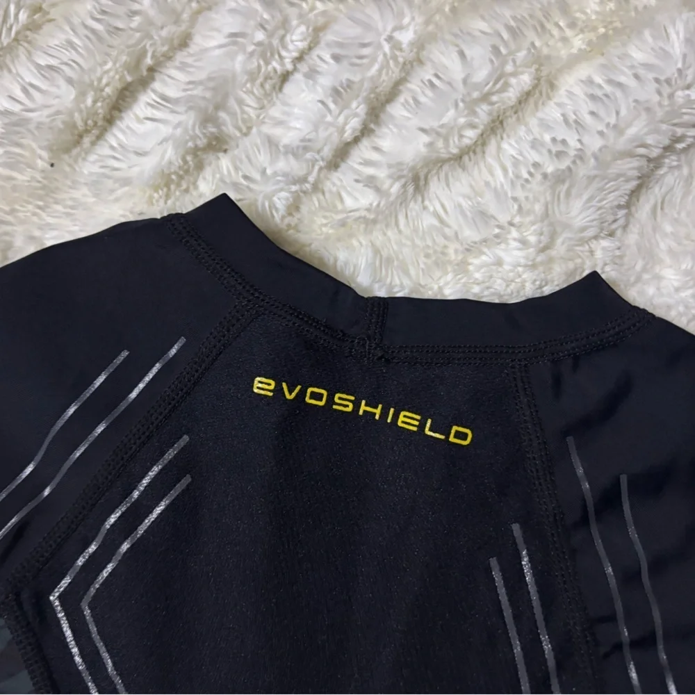 NWT EVOSHIELD CustomTech EvoAlpha Football Rib Shirt Black Grey